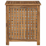Laundry Basket Natural Solid Teak Wood - Top-Down View