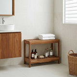 Bathroom Side Table Natural 60 x 30 x 45 cm Solid Teak Wood
