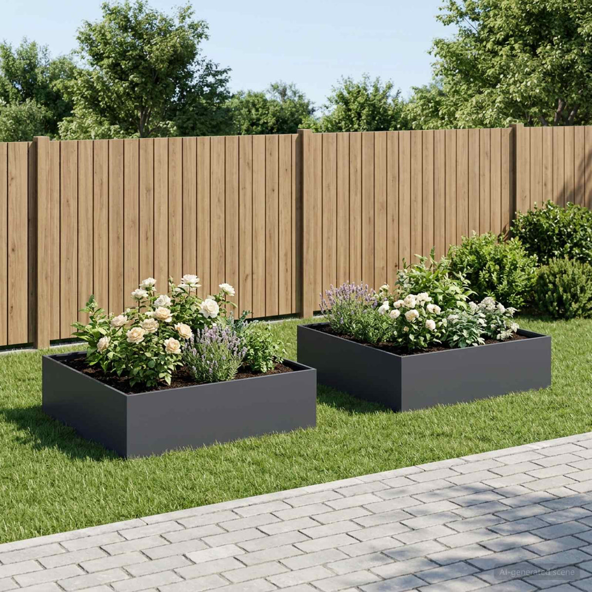 Garden Planter 2 pcs Anthracite 80 x 80 x 30 cm