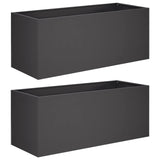 Garden Planter 2 pcs Black 100 x 40 x 40 cm Cold-rolled Steel - Front View