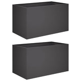 Garden Planter 2 pcs Black 80 x 50 x 50 cm Cold-rolled Steel - Front View