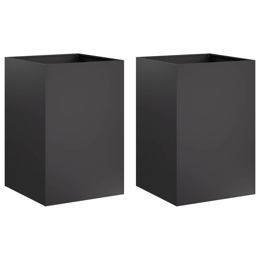 Garden Planter 2 pcs Black 50 x 50 x 75 cm Cold-rolled Steel