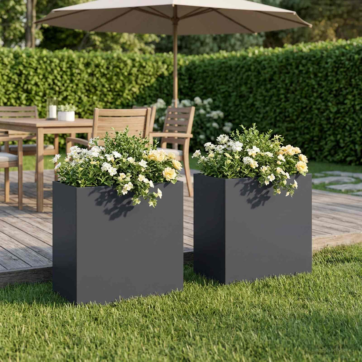 Garden Planter 2 pcs Anthracite 50 x 30 x 50 cm