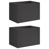 Garden Planter 2 pcs Black 50 x 40 x 40 cm Cold-rolled Steel - Front View