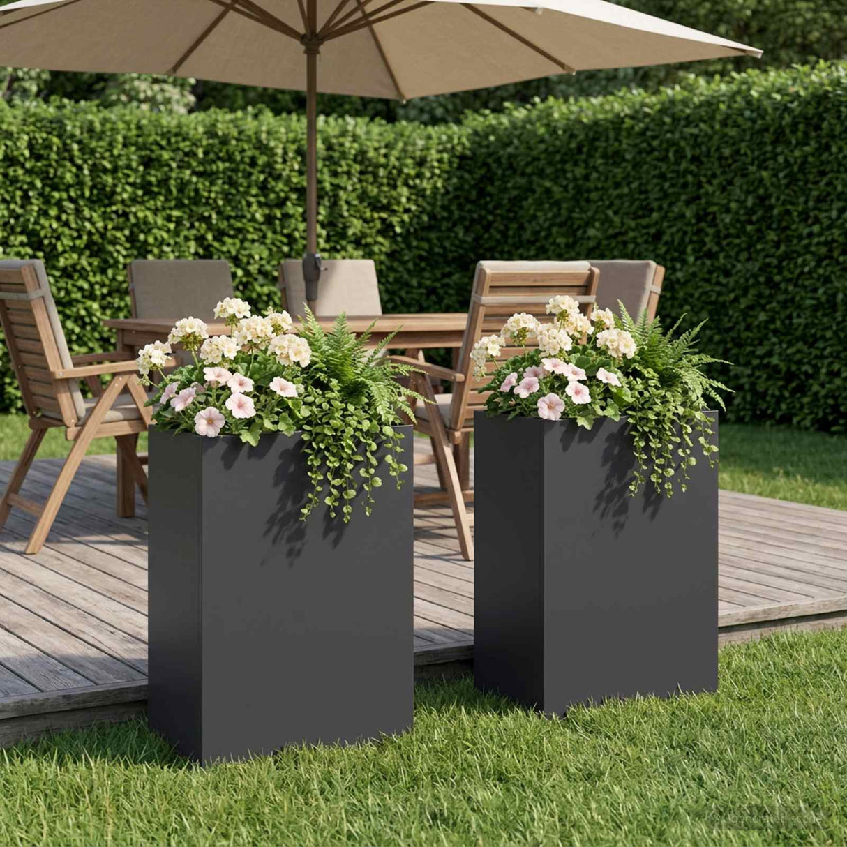 Garden Planter 2 pcs Black 50 x 40 x 75 cm Cold-rolled Steel