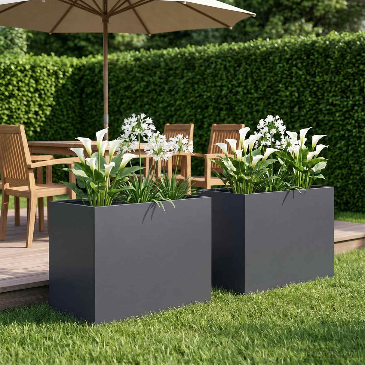 Garden Planter 2 pcs Anthracite 60 x 40 x 50 cm