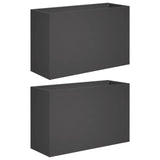 Garden Planter 2 pcs Black 80 x 40 x 50 cm Cold-rolled Steel - Front View