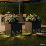 Garden Planter 2 pcs Black 50 x 50 x 49 cm Cold-rolled Steel - Side View