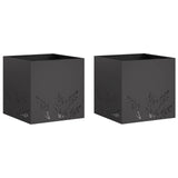 Garden Planter 2 pcs Black 50 x 50 x 49 cm Cold-rolled Steel - Front View