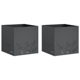 Garden Planter 2 pcs Anthracite 50 x 50 x 49 cm - Front View