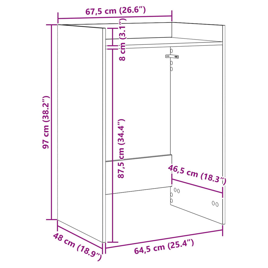 Wash Machine Cabinet White 67.5 x 48 x 97 cm Engineered wood