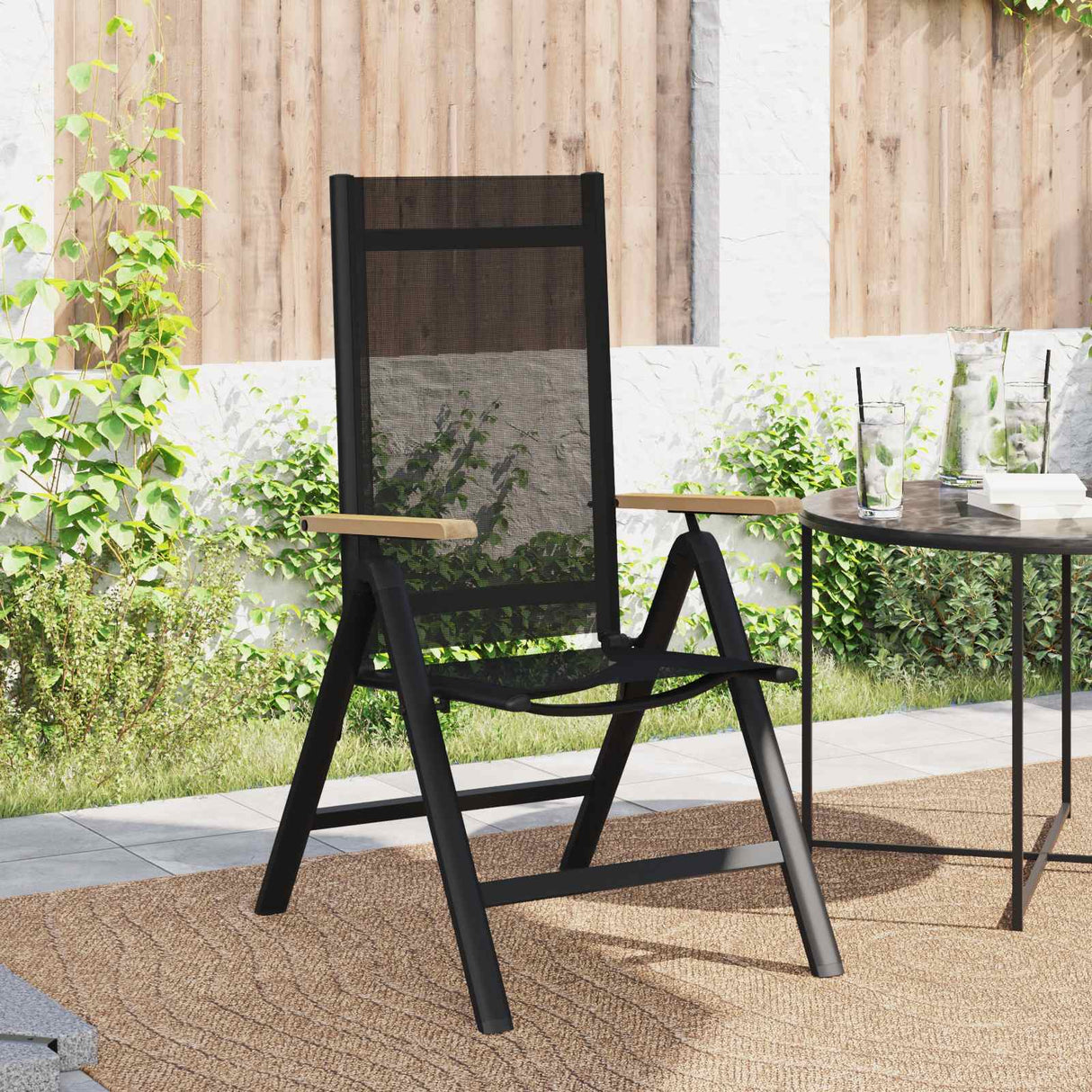 Reclining Garden Chairs 2 pcs Black 58 x 73 x 111.5 cm