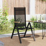 Reclining Garden Chairs 2 pcs Black 58 x 73 x 111.5 cm - Side View