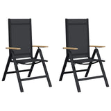 Reclining Garden Chairs 2 pcs Black 58 x 73 x 111.5 cm - Front View