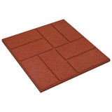 Stepping Stone 6 pcs Red 40.5 x 40.5 x 2 cm Rubber - Top-Down View