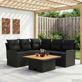 Furniture Sets with Pillow 4 pcs Black PE Rattan - Side View