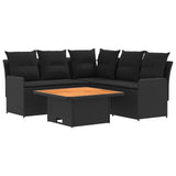 Furniture Sets with Pillow 4 pcs Black PE Rattan - Front View