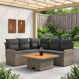 Furniture Sets with Pillow 4 pcs Grey and Dark Grey PE Rattan