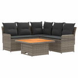 Furniture Sets with Pillow 4 pcs Grey and Dark Grey PE Rattan - Front View