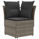 Furniture Sets with Pillow 4 pcs Grey and Dark Grey PE Rattan