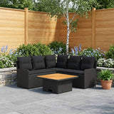 Furniture Sets with Pillow 6 pcs Black PE Rattan