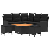 Furniture Sets with Pillow 6 pcs Black PE Rattan - Front View