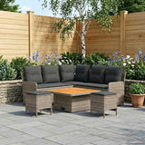 Furniture Sets with Pillow 6 pcs Grey and Dark Grey PE Rattan - Side View