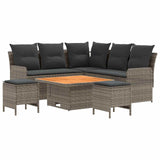 Furniture Sets with Pillow 6 pcs Grey and Dark Grey PE Rattan - Front View