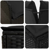 Furniture Sets with Pillow 7 pcs Black PE Rattan