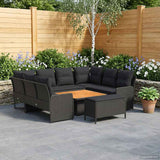 Furniture Sets with Pillow 7 pcs Black PE Rattan - Side View