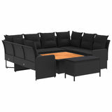 Furniture Sets with Pillow 7 pcs Black PE Rattan - Front View