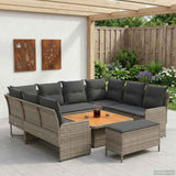 Furniture Sets with Pillow 7 pcs Grey and Dark Grey PE Rattan