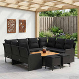 Furniture Sets with Pillow 8 pcs Black PE Rattan
