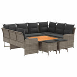 Furniture Sets with Pillow 8 pcs Grey and Dark Grey PE Rattan - Front View