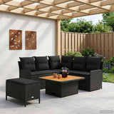 Furniture Sets with Pillow 5 pcs Black PE Rattan - Side View