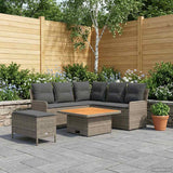 Furniture Sets with Pillow 5 pcs Grey and Dark Grey PE Rattan