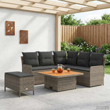 Furniture Sets with Pillow 5 pcs Grey and Dark Grey PE Rattan - Side View