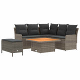 Furniture Sets with Pillow 5 pcs Grey and Dark Grey PE Rattan - Front View