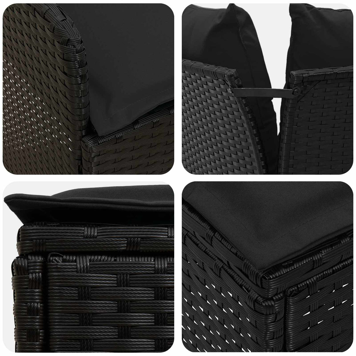 Furniture Sets with Pillow 7 pcs Black PE Rattan