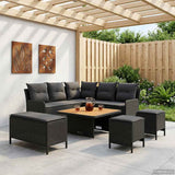 Furniture Sets with Pillow 7 pcs Black PE Rattan