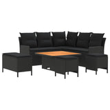 Furniture Sets with Pillow 7 pcs Black PE Rattan