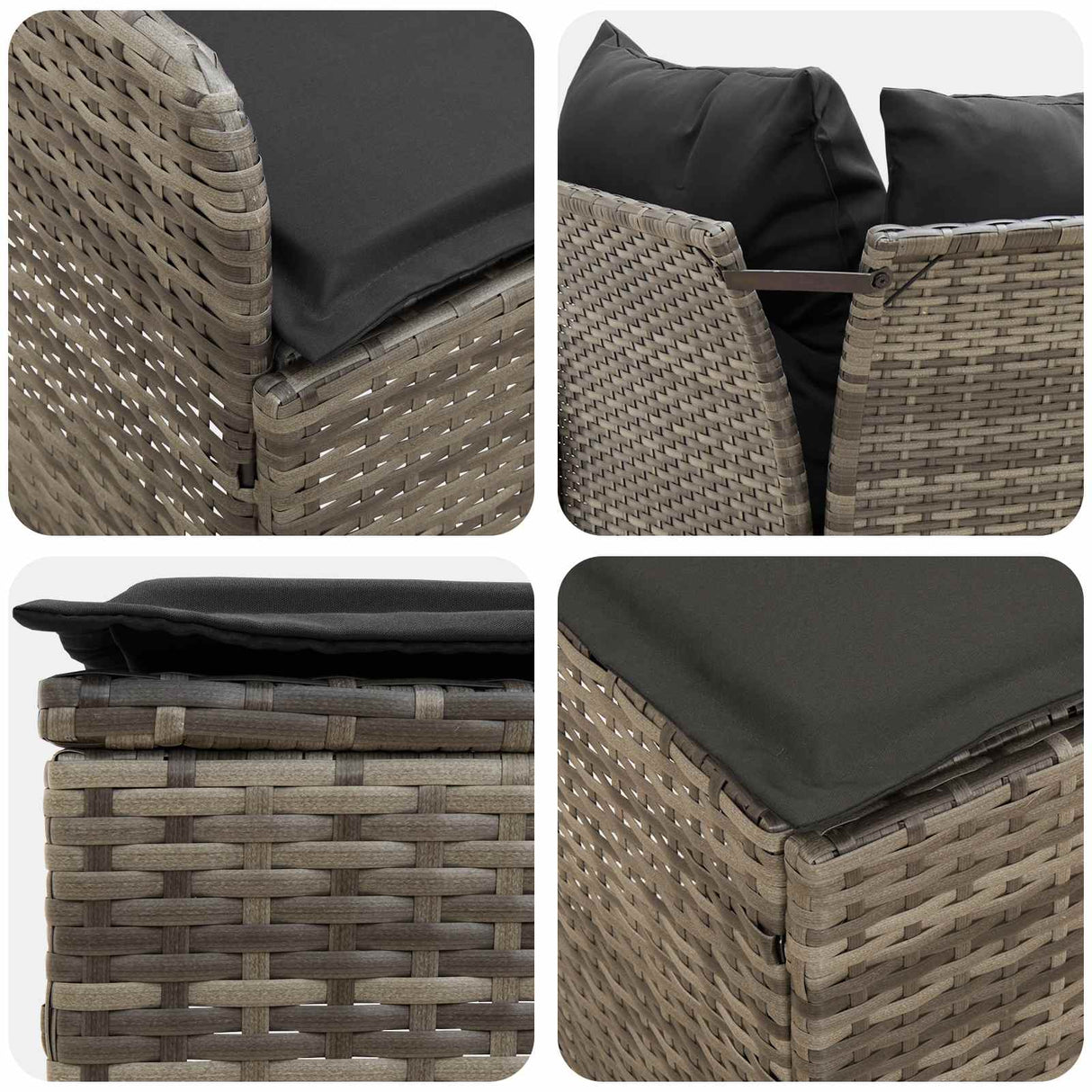 Furniture Sets with Pillow 7 pcs Grey and Dark Grey PE Rattan