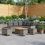 Furniture Sets with Pillow 7 pcs Grey and Dark Grey PE Rattan - Side View