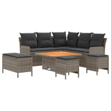 Furniture Sets with Pillow 7 pcs Grey and Dark Grey PE Rattan - Front View