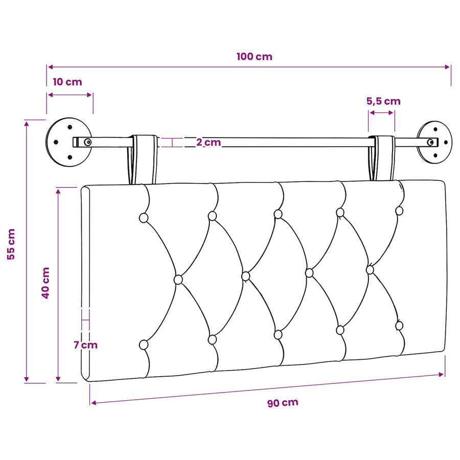 Hanging Headboard Dark Grey Fabric