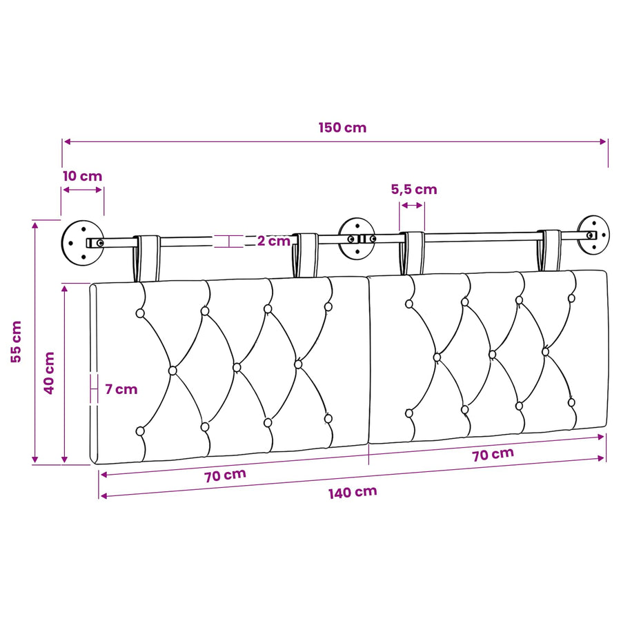 Hanging Headboard Dark Grey Fabric