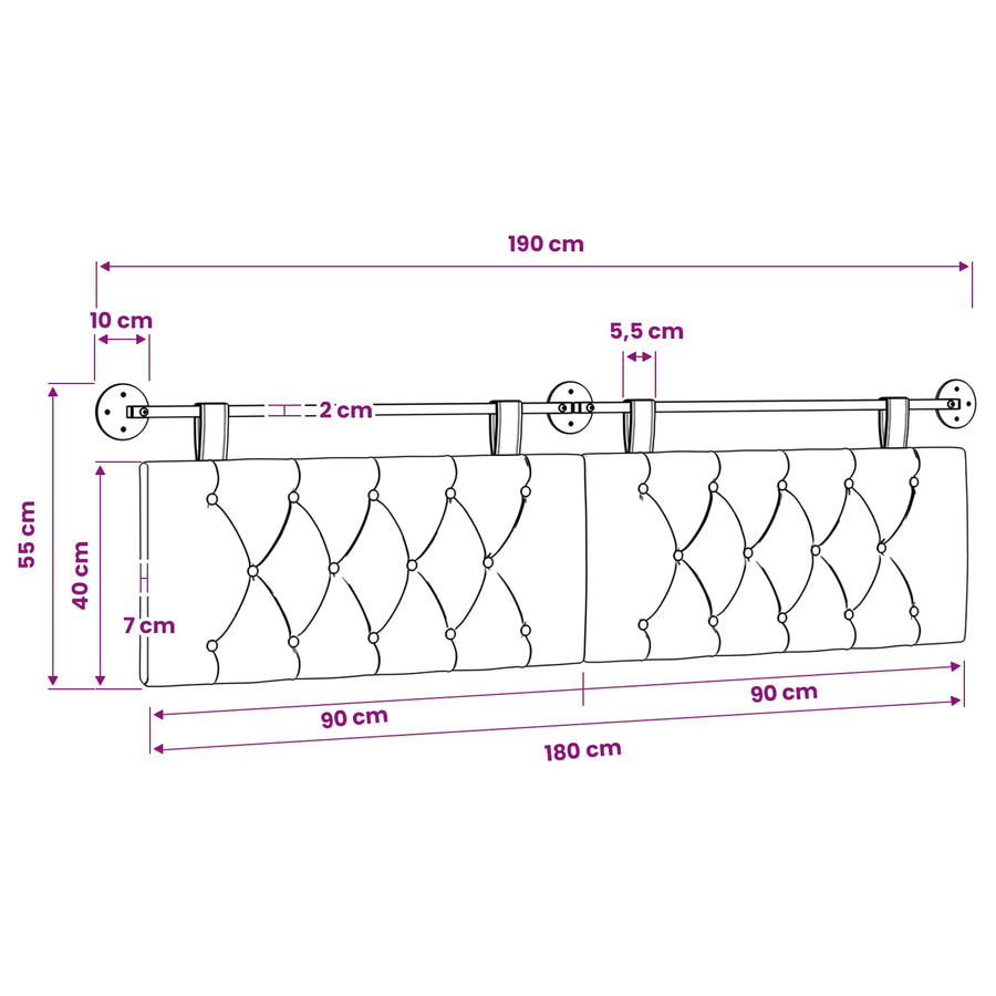 Hanging Headboard Dark Grey Fabric