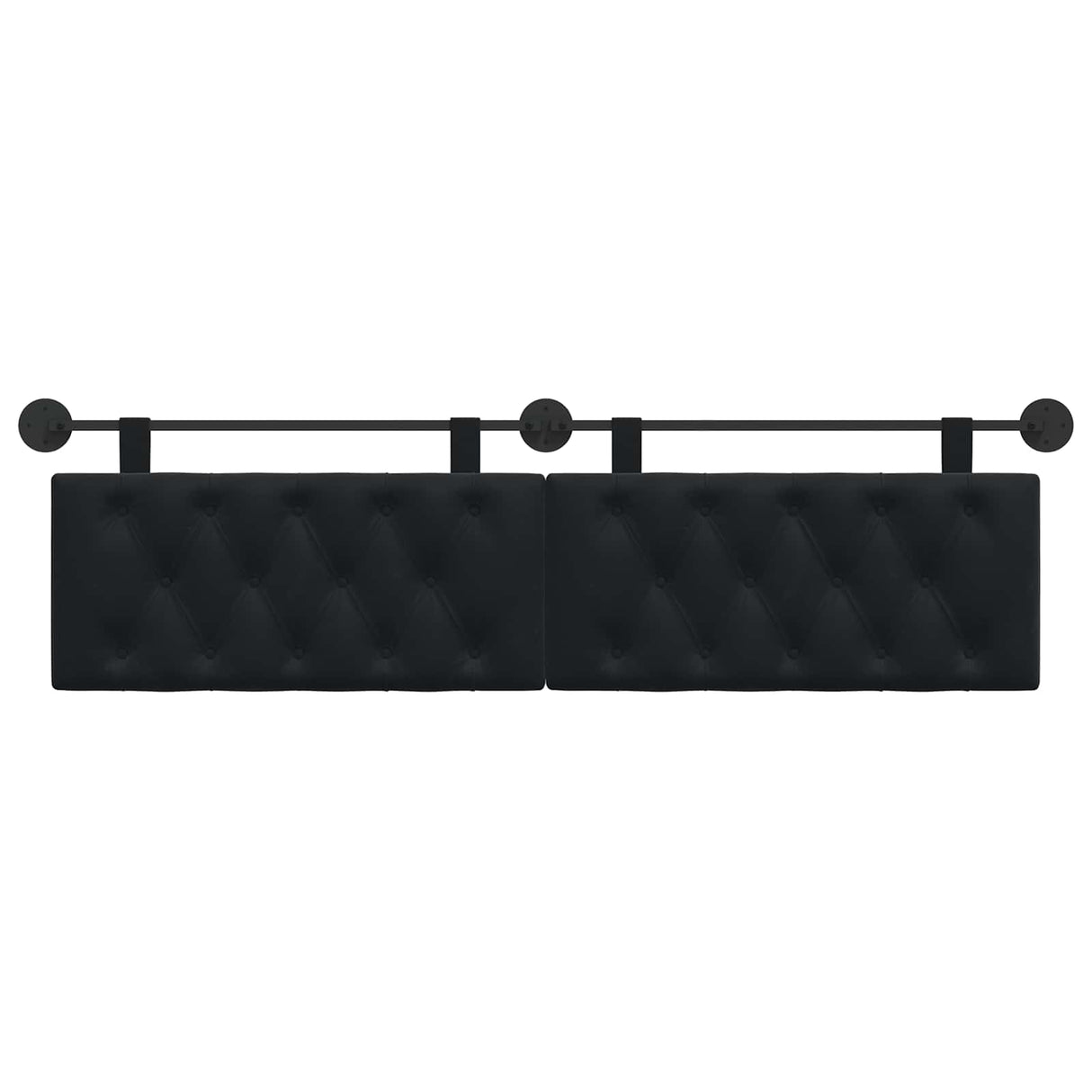 Hanging Headboard with LED Light Black Velvet