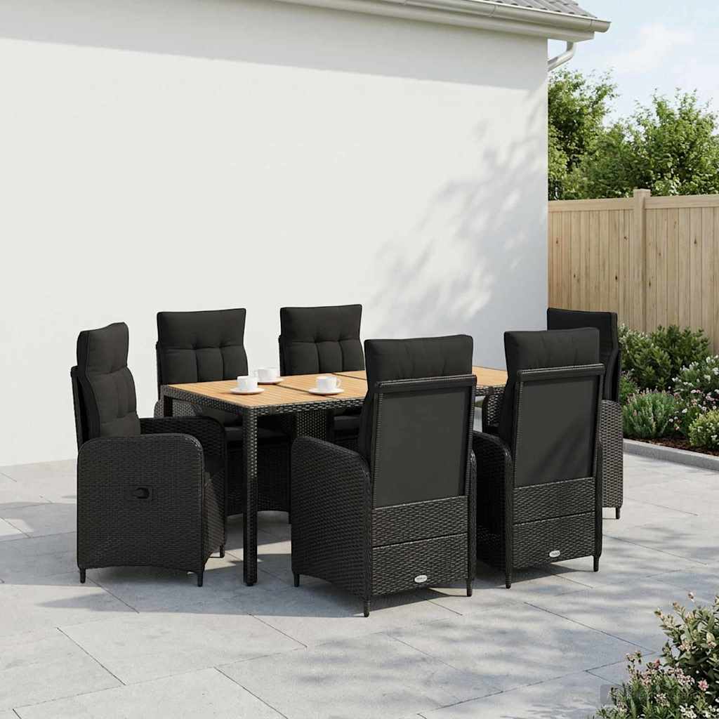 Outdoor Dining Set 7 pcs Black