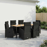 Outdoor Dining Set 7 pcs Black